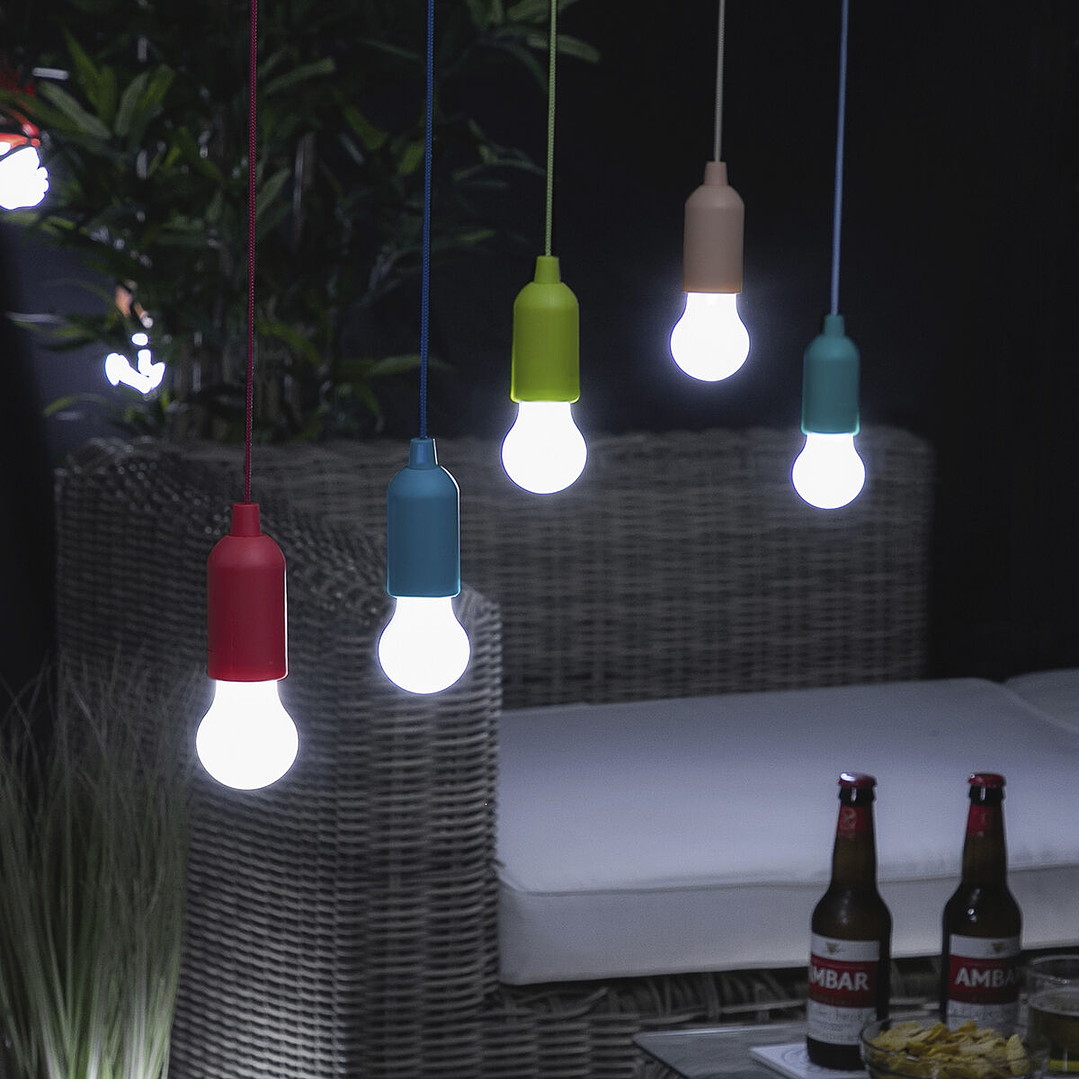 Bombilla LED Portátil con Cordón Bulby InnovaGoods – Lámpara Retro Multicolor para Interior y Exterior 6