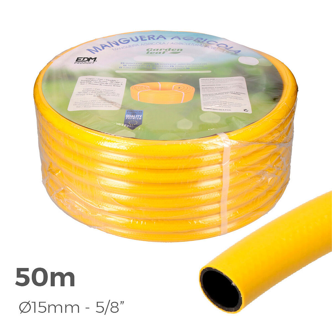 Manguera de Riego EDM 74130 PVC 50 m Ø 15 mm Amarillo | Manguera Flexible y Reforzada para Agricultura 2