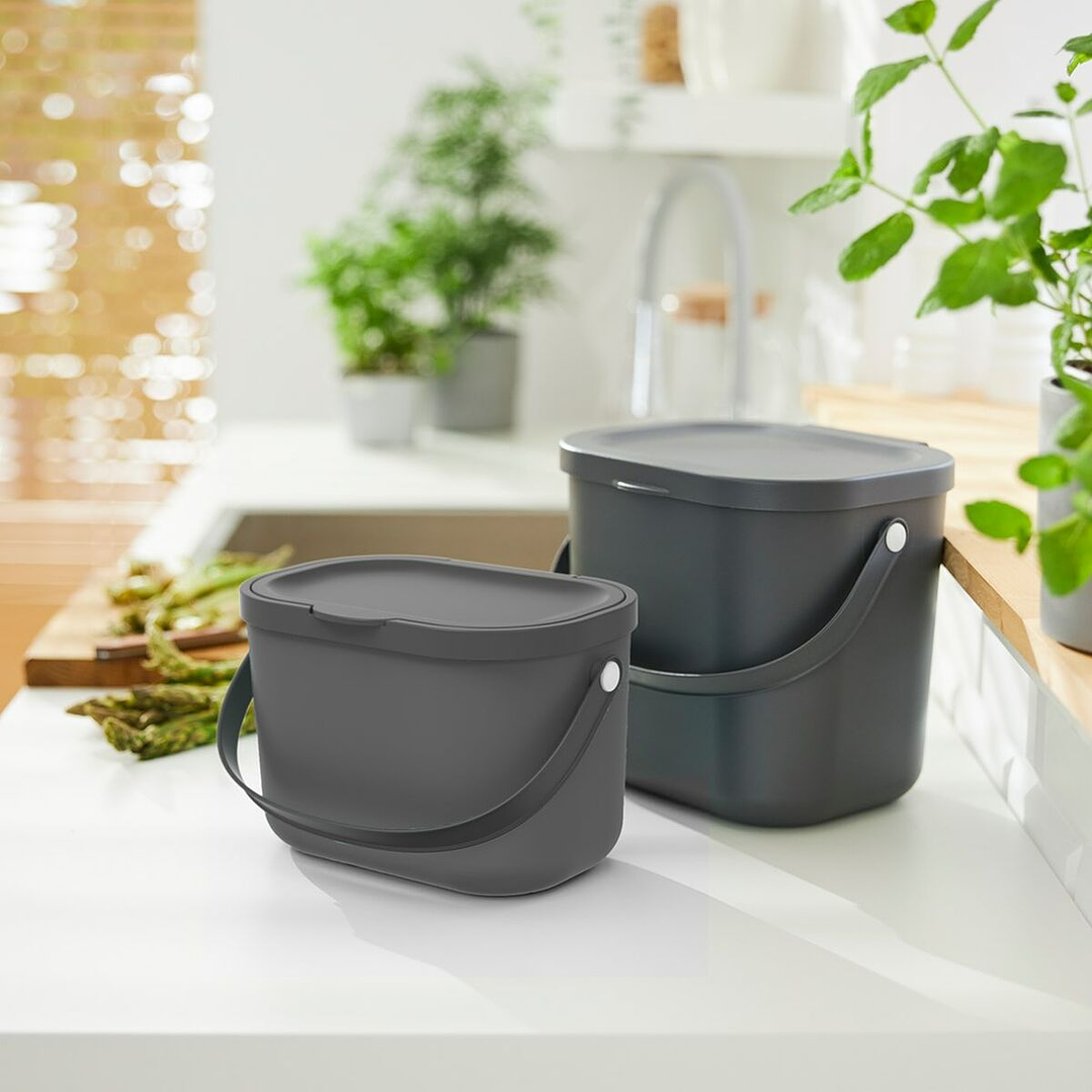 Cubo Contenedor Rotho Antracita 3,2 L de Plástico Reciclado con Tapa y Asa 2