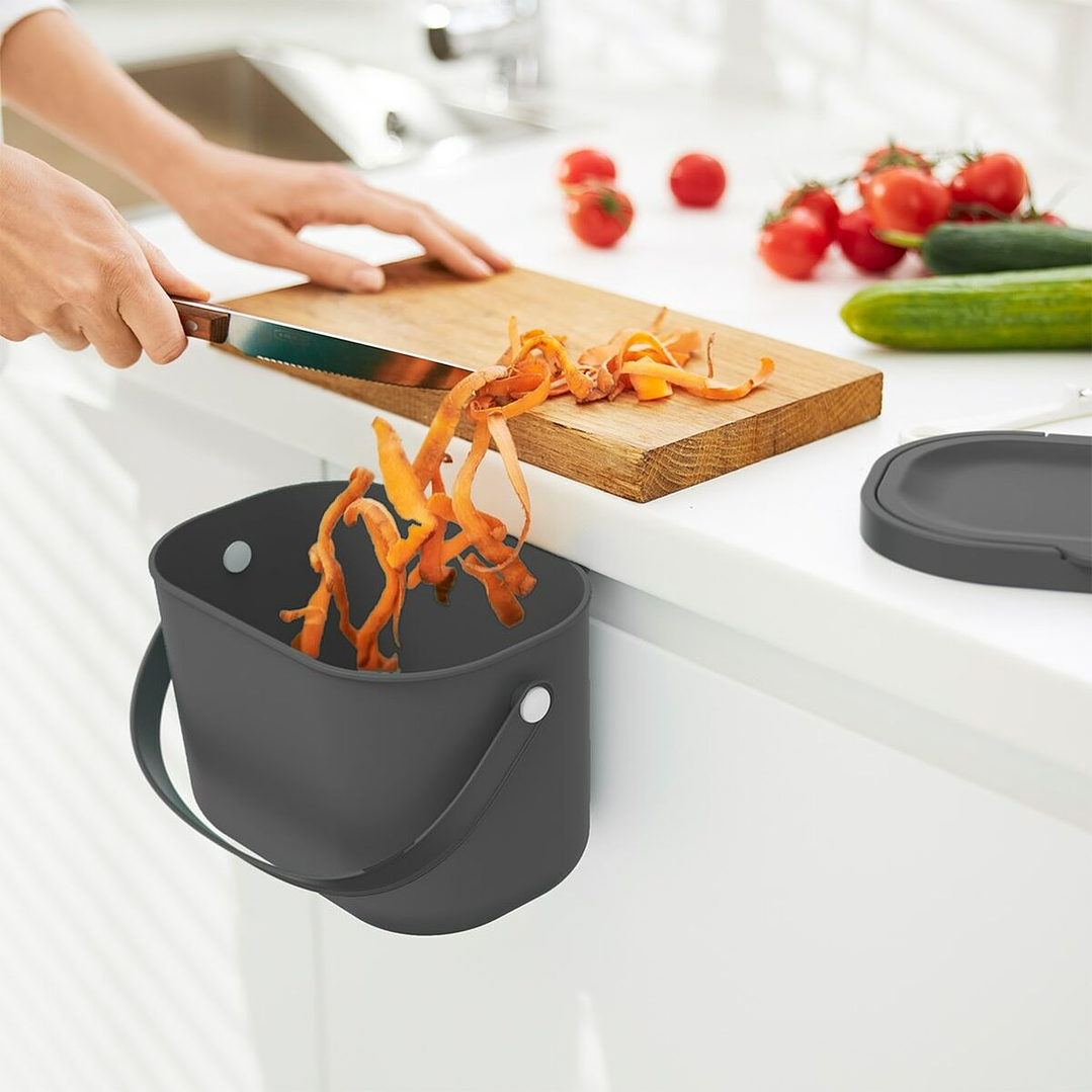 Cubo Contenedor Rotho Antracita 3,2 L de Plástico Reciclado con Tapa y Asa 4