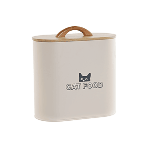 Bote de Comida para Mascotas Home ESPRIT Beige Natural 3,6 L de Metal y Bambú