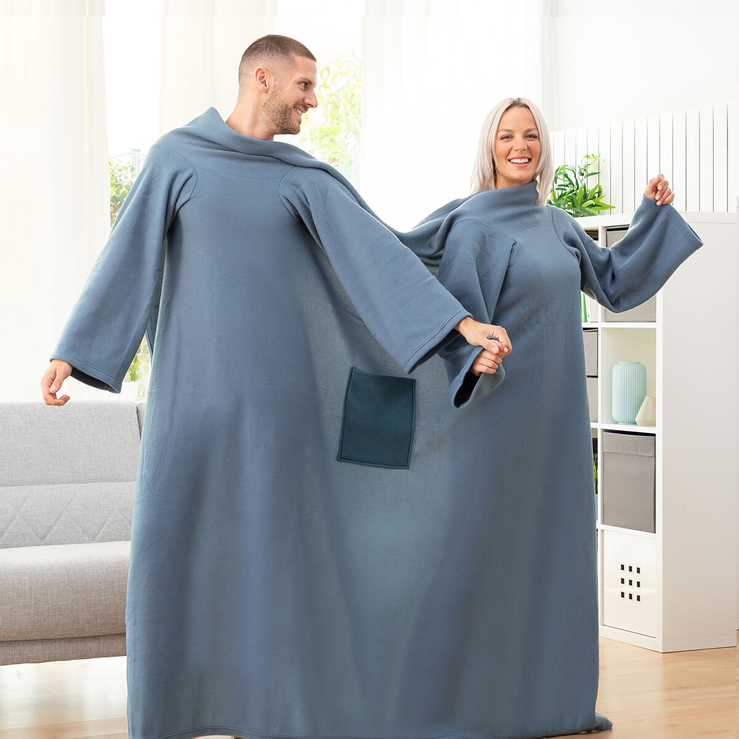 Batamanta Doble Doublanket InnovaGoods – Azul, Unisex, Bolsillo Central, Ideal Parejas 1