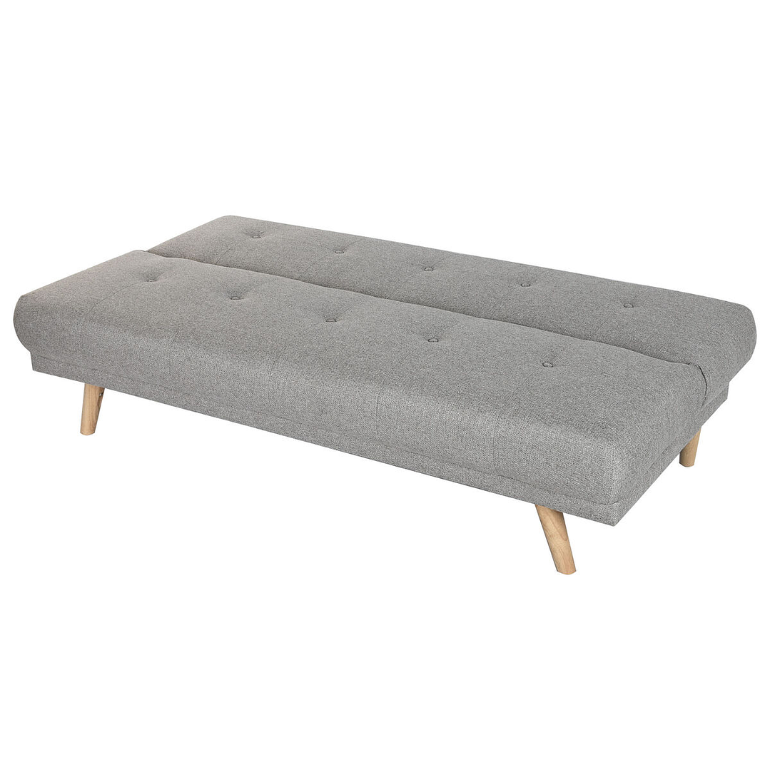 Sofá Cama Home ESPRIT 3 Plazas Gris y Crema – Diseño Scandi, Poliéster y Madera de Caucho 172 x 80 x 76 cm 2