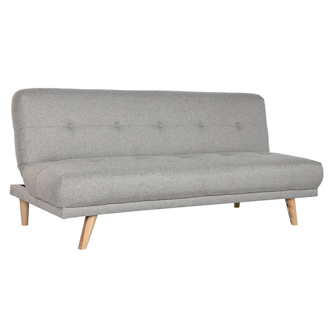 Sofá Cama Home ESPRIT 3 Plazas Gris y Crema – Diseño Scandi, Poliéster y Madera de Caucho 172 x 80 x 76 cm 1