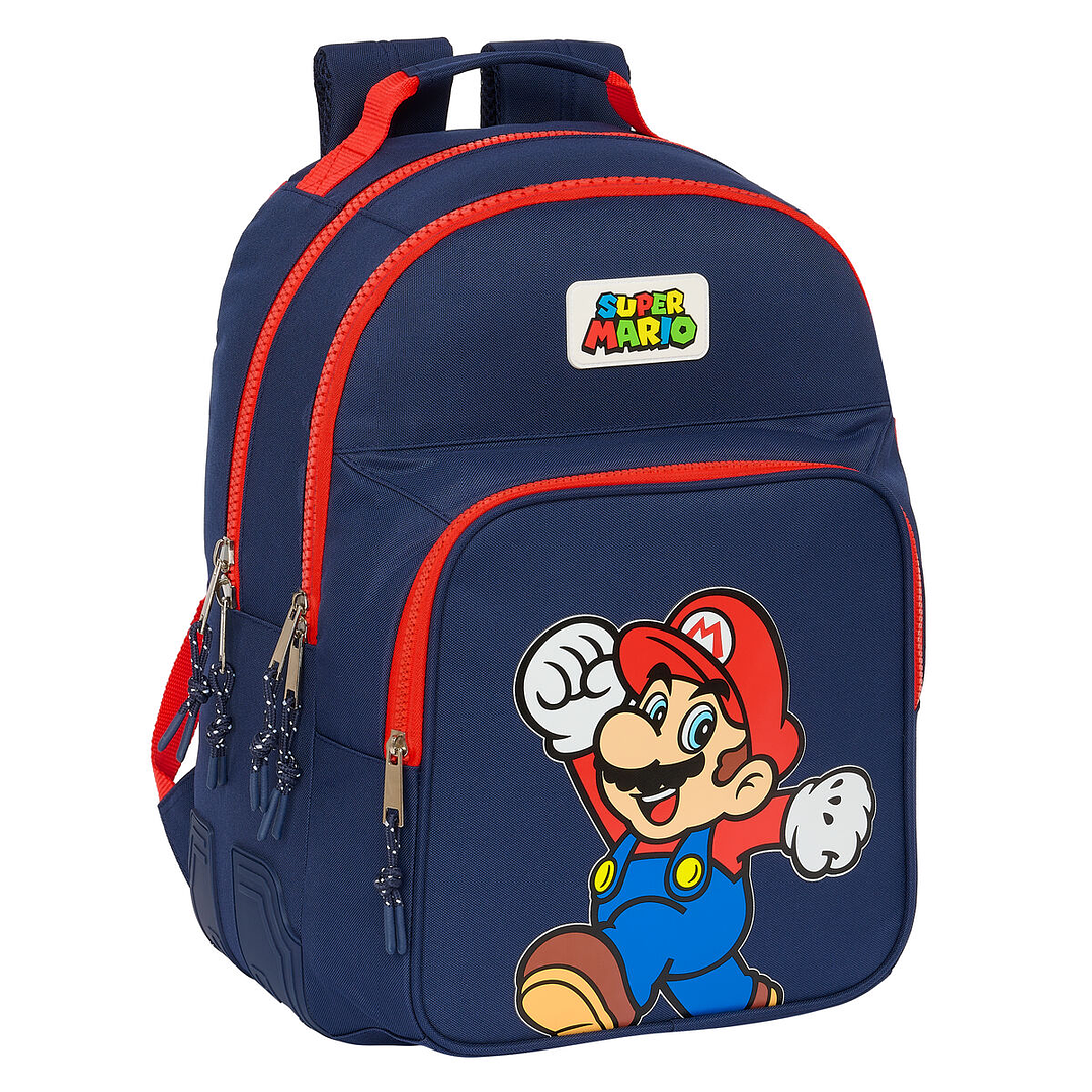 Mochila Escolar Super Mario World Azul Marino – Diseño Ergonómico, Resistente y Adaptable a Carro Portamochilas 1
