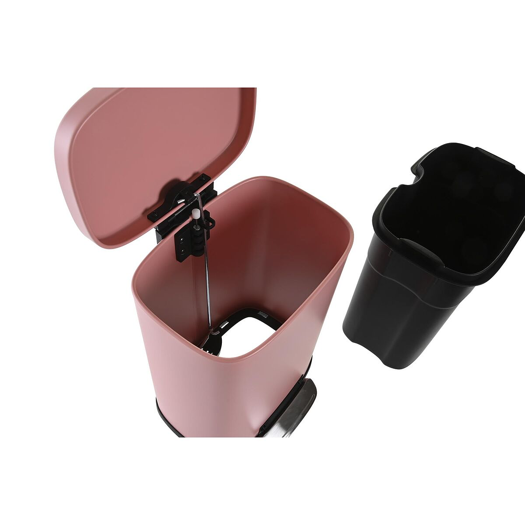 Papelera con Pedal DKD Home Decor 5 L Melocotón | Diseño Básico en Metal y Polipropileno con Acabado Mate 3