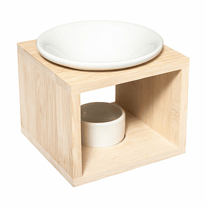 Quemador de Esencias 5five Simply Smart Blanco – Dolomita Compacto para Cera y Aceites Esenciales 11,5 x 11,5 x 9,5 cm