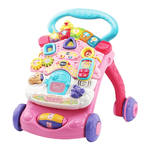 Andador con Ruedas VTech 3480-505657 Rosa – Juguete Plegable con Sonido y Canciones para Bebés desde 9 Meses