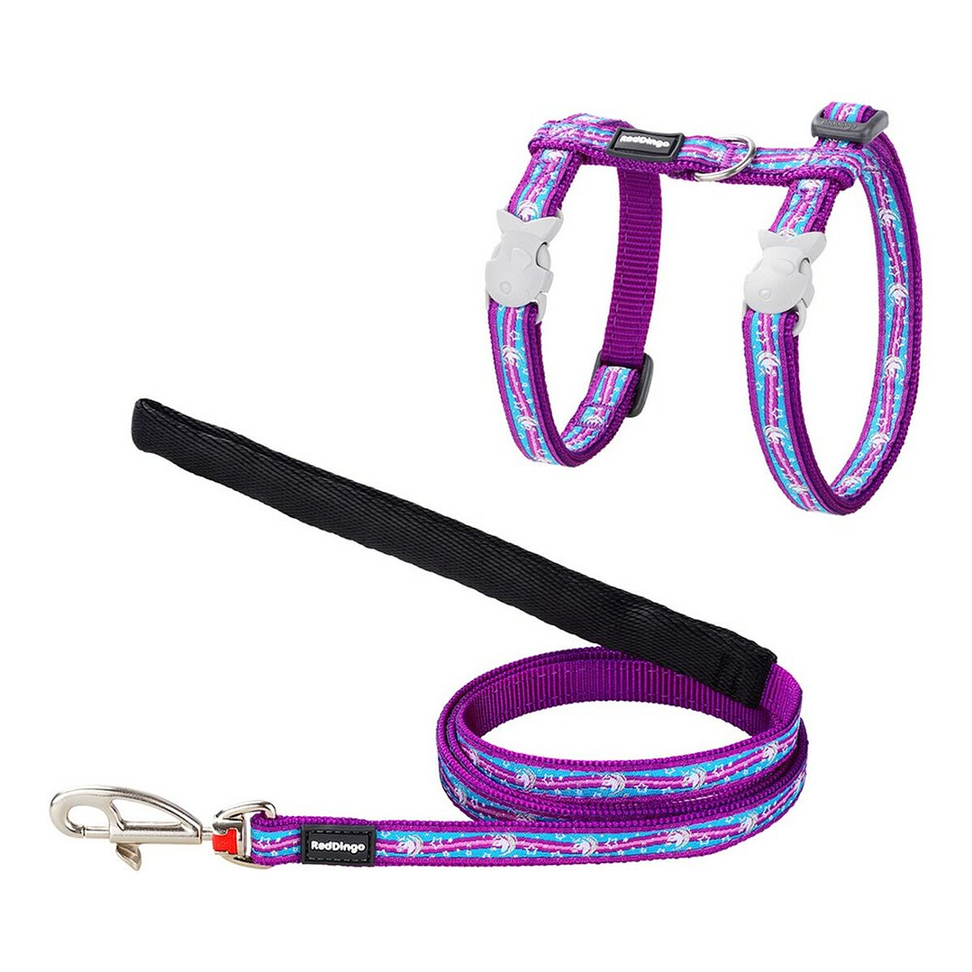 Arnés para Gato Red Dingo Style con Correa Diseño Unicornio Morado y Azul Ajustable 1