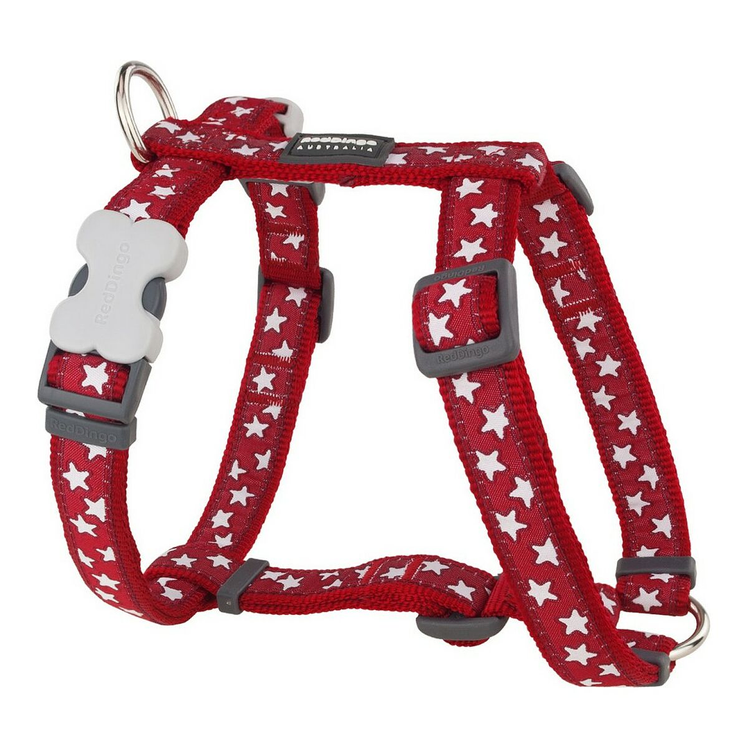 Arnés para Perro Red Dingo Style Rojo con Diseño de Estrellas Talla M 30-48 cm 1