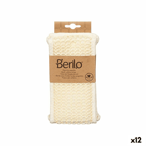 Esponja De Masaje Berilo B7083-16 Blanca | Pack De 12 Unidades Con Cinta Frotaespaldas Para Higiene Y Relajación