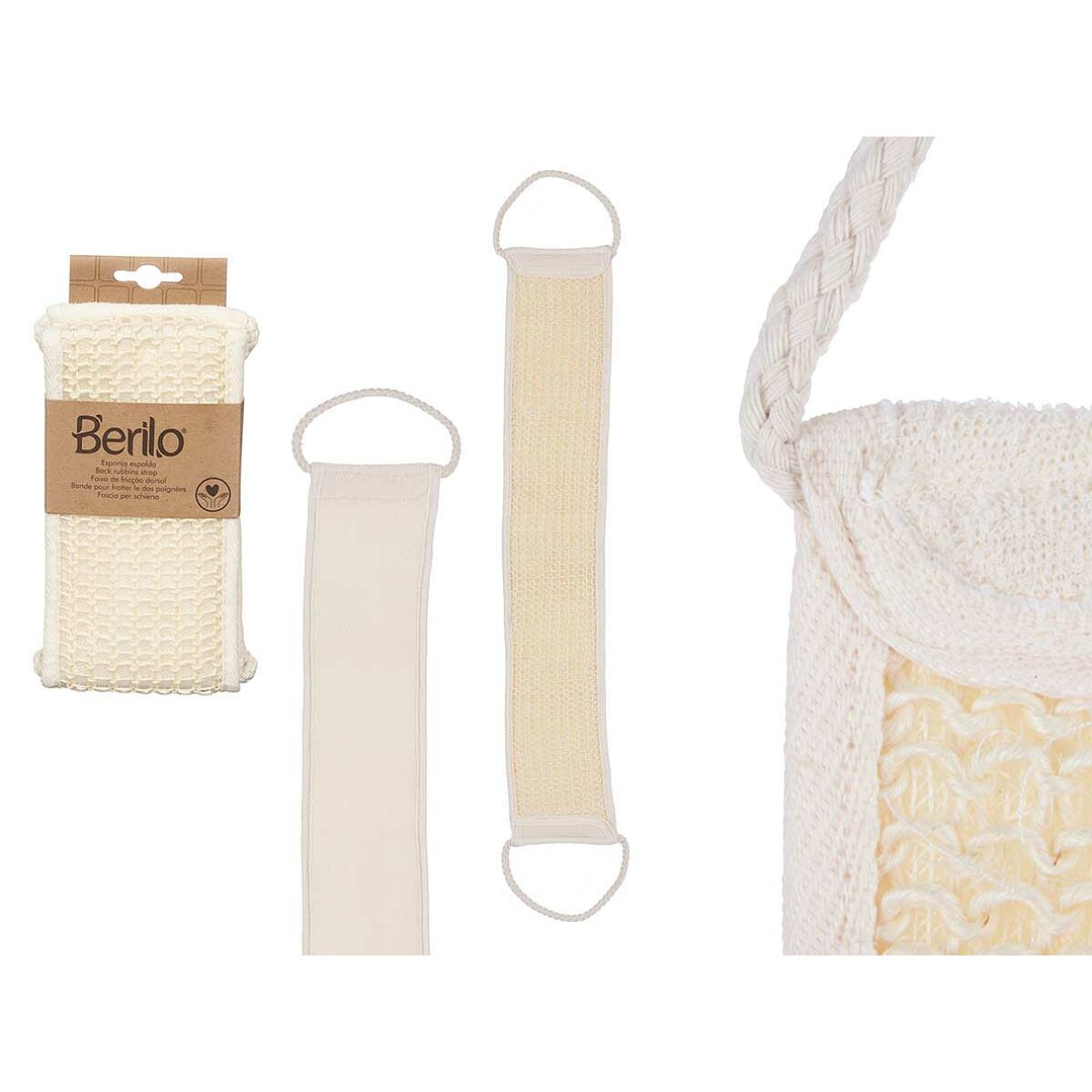 Esponja De Masaje Berilo B7083-16 Blanca | Pack De 12 Unidades Con Cinta Frotaespaldas Para Higiene Y Relajación 3