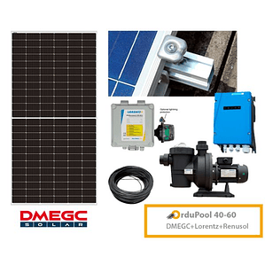 Pack OrduPool 40–60 m³ | Solución Solar Autónoma Para Depuración De Piscinas Con Bomba Lorentz Y Paneles DMEGC