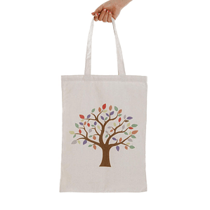 Bolso Versa Blanco con Diseño de Árbol – Estilo Natural en Poliéster Textil 36 x 48 x 36 cm para Uso Diario o Cocina