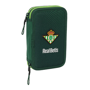 Plumier Doble Real Betis Balompié Verde – Estuche Escolar Deportivo con 28 Piezas, Poliéster 600D Resistente al Agua