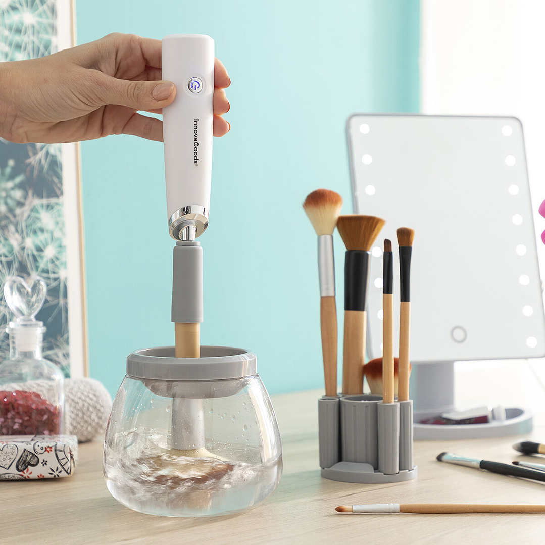 Limpiador y Secador Automático de Brochas de Maquillaje Maklin InnovaGoods – Higiene Profesional en 25 Segundos con 8 Adaptadores y Diseño Portátil 4