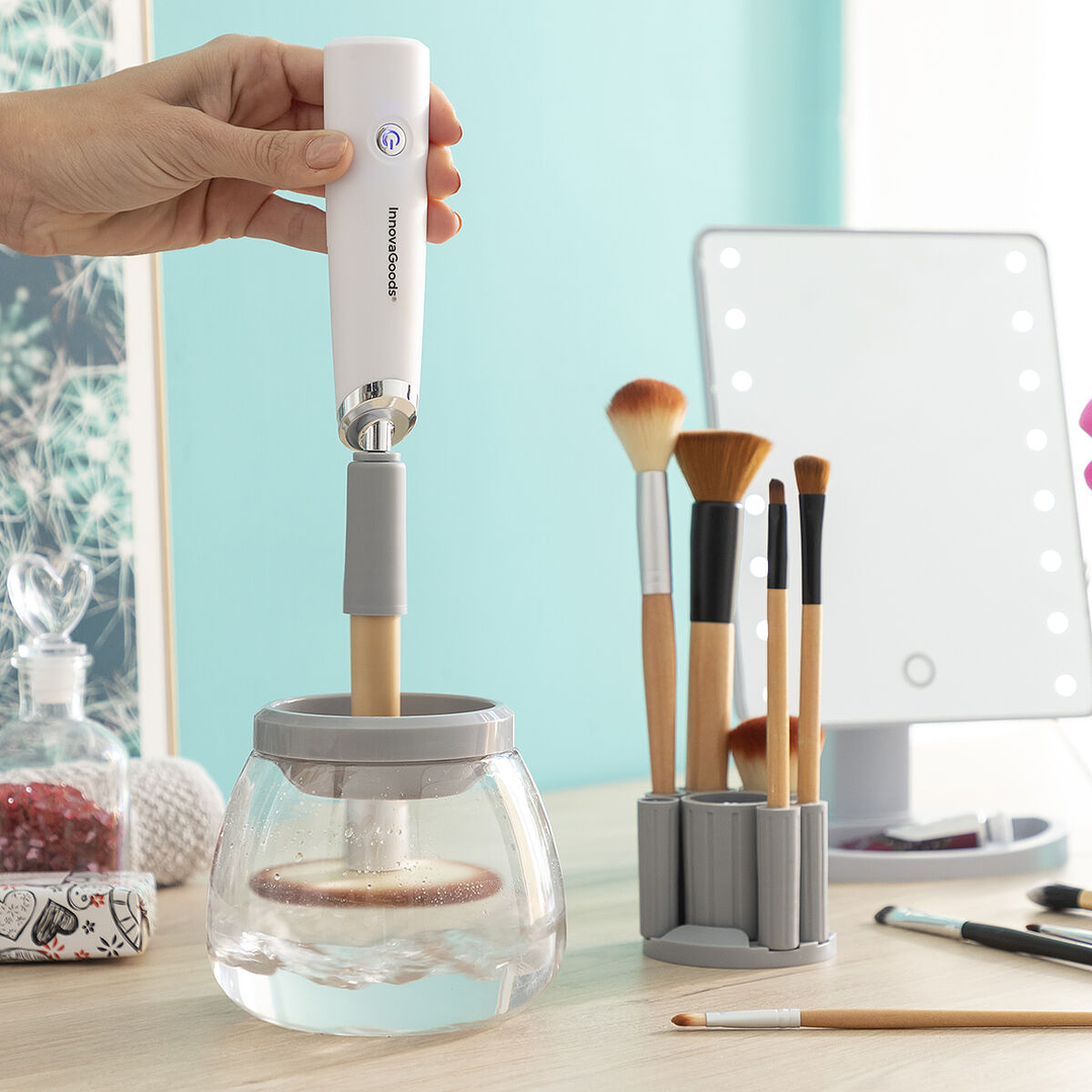 Limpiador y Secador Automático de Brochas de Maquillaje Maklin InnovaGoods – Higiene Profesional en 25 Segundos con 8 Adaptadores y Diseño Portátil 12