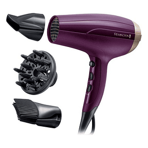 Secador de Pelo Remington Your Style 2300 W Púrpura – Potencia Profesional con Función Iónica, Difusor y Boquilla para Todo Tipo de Cabello