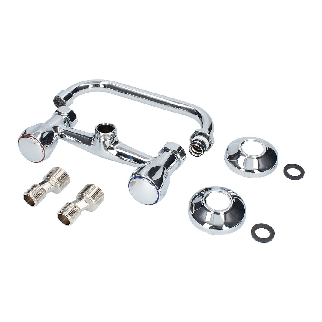 Grifo para Cocina Fontastock Zinc con Caño Alto Horizontal – Diseño Clásico de 2 Tomas con Mandos de Zinc y Cuerpo de Latón 2