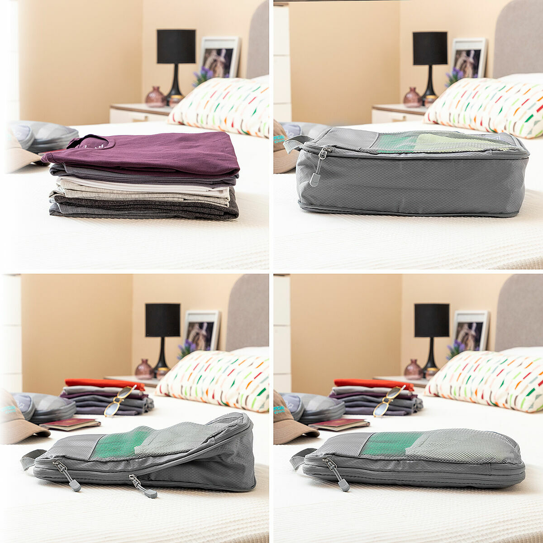 Bolsas de Compresión para Maleta Compakube InnovaGoods 4 Piezas Gris 10
