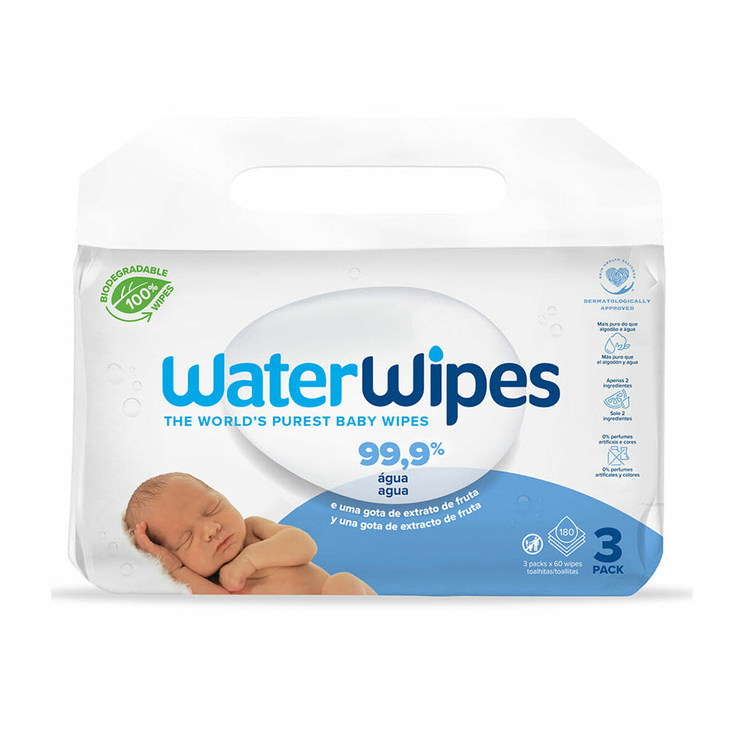 Toallitas WaterWipes 180 Unidades Bebé Biodegradables y Veganas 1