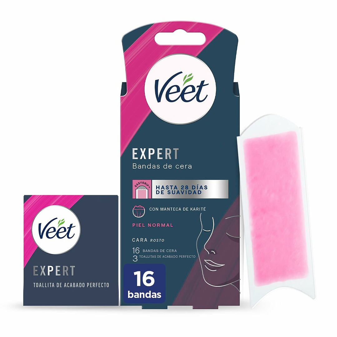 Bandas Depilatorias Faciales Veet Expert 16 Unidades Piel Normal 1