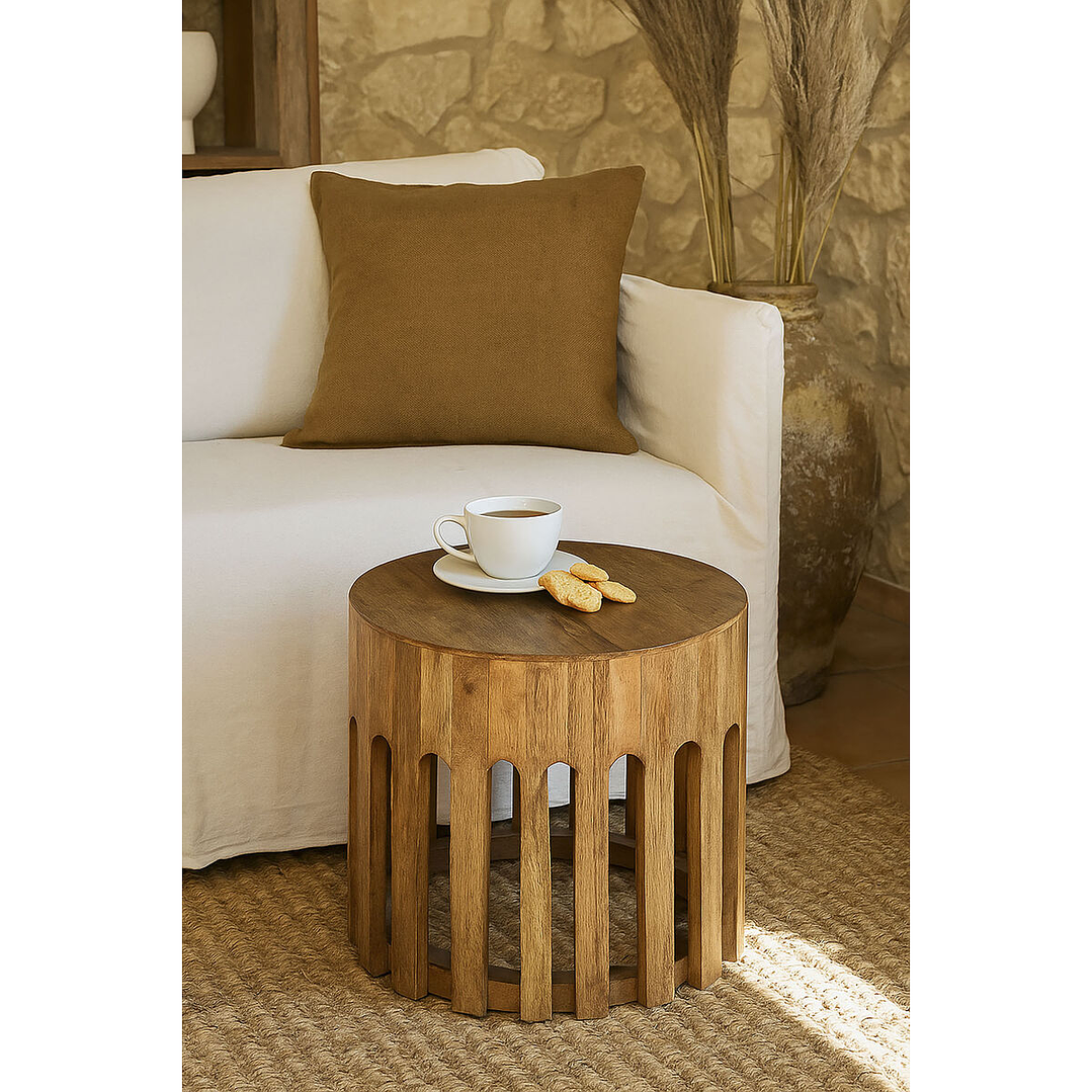 Mesa Auxiliar Home ESPRIT Madera de Mango Marrón 46x46x38 cm 4