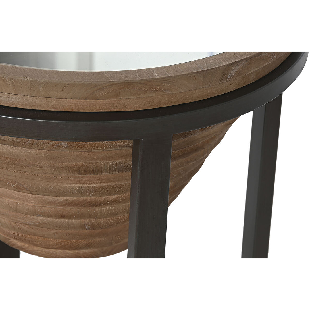 Mesa Auxiliar Home ESPRIT Cristal y Abeto Negro Natural 46x46x55,5 cm 3