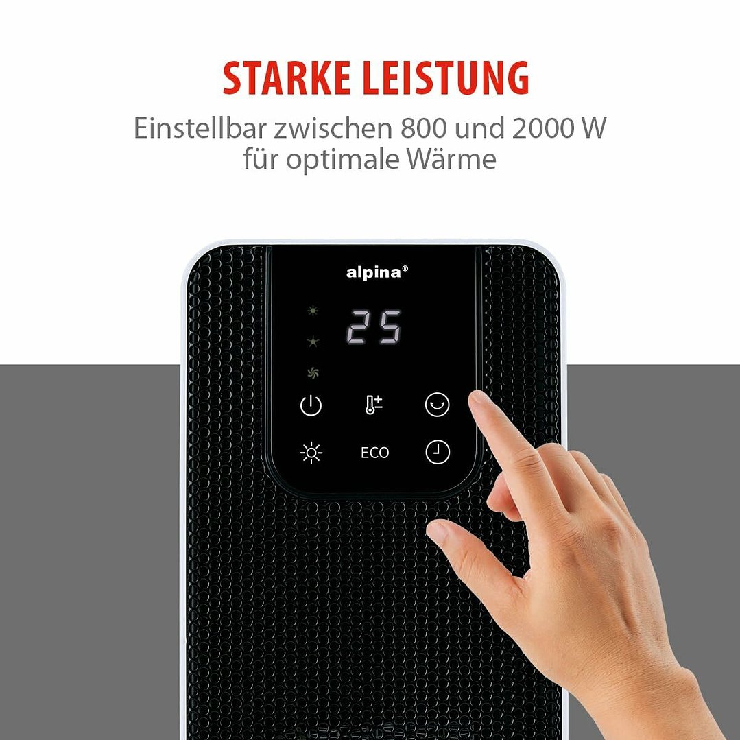 Calefactor Alpina Cerámico 2000W con Termostato y Oscilación 6