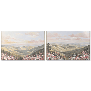 Cuadro Home ESPRIT Montaña Azul Verde 120 cm (2 uds)