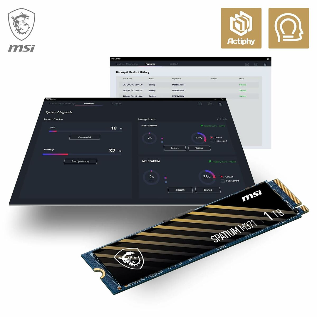 Disco Duro SSD MSI SPATIUM M371 1 TB M.2 NVMe 4