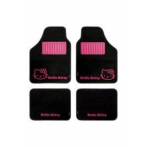 Alfombrillas Coche Hello Kitty Negro Rosa 4 Piezas