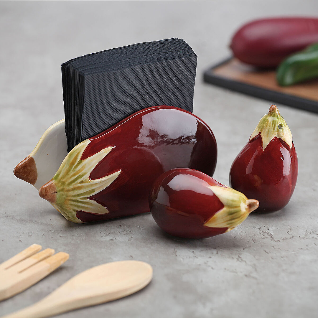 Salero y Pimentero Versa Berenjena Cerámica Dolomita 2