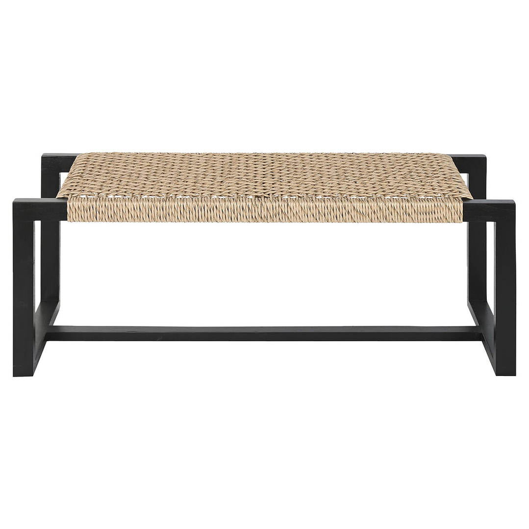 Banqueta Home ESPRIT Negro 120x40x45 cm Teca 2