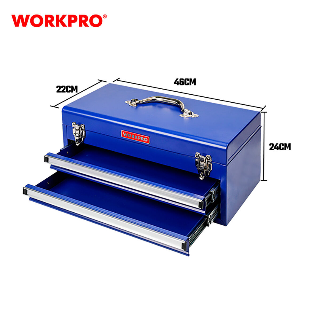 Caja de Herramientas Workpro Acero Azul con Asa Superior 2