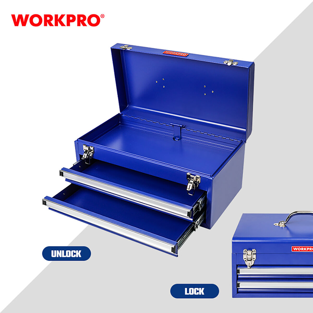 Caja de Herramientas Workpro Acero Azul con Asa Superior 4