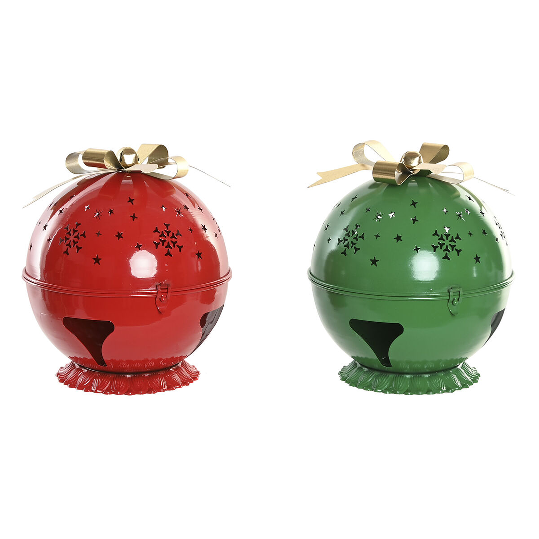Adorno Navideño Home ESPRIT Metal Rojo Verde Dorado 2 Unidades 1