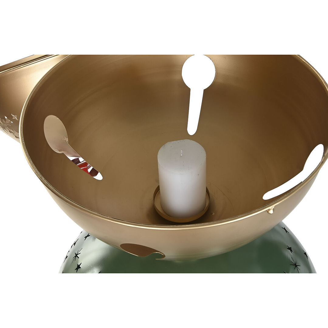 Adorno Navideño Home ESPRIT Portavelas Metal Rojo Verde Dorado 2