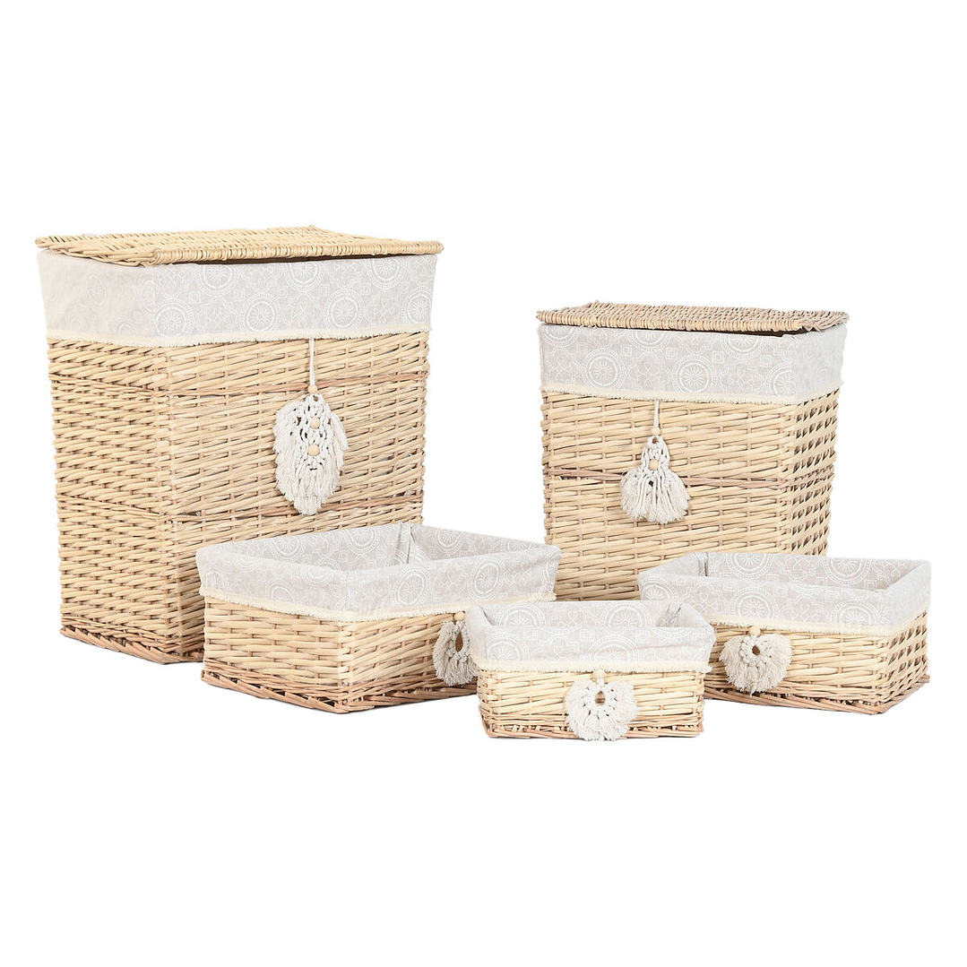 Cesto Ropa Sucia Mimbre Boho Home ESPRIT 5 Piezas 1