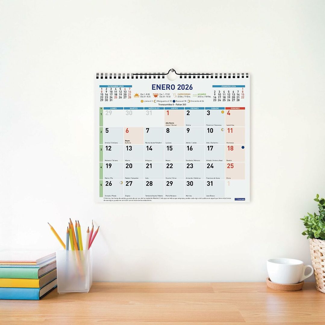 Calendario de Pared Finocam 2026 Multicolor A4 1
