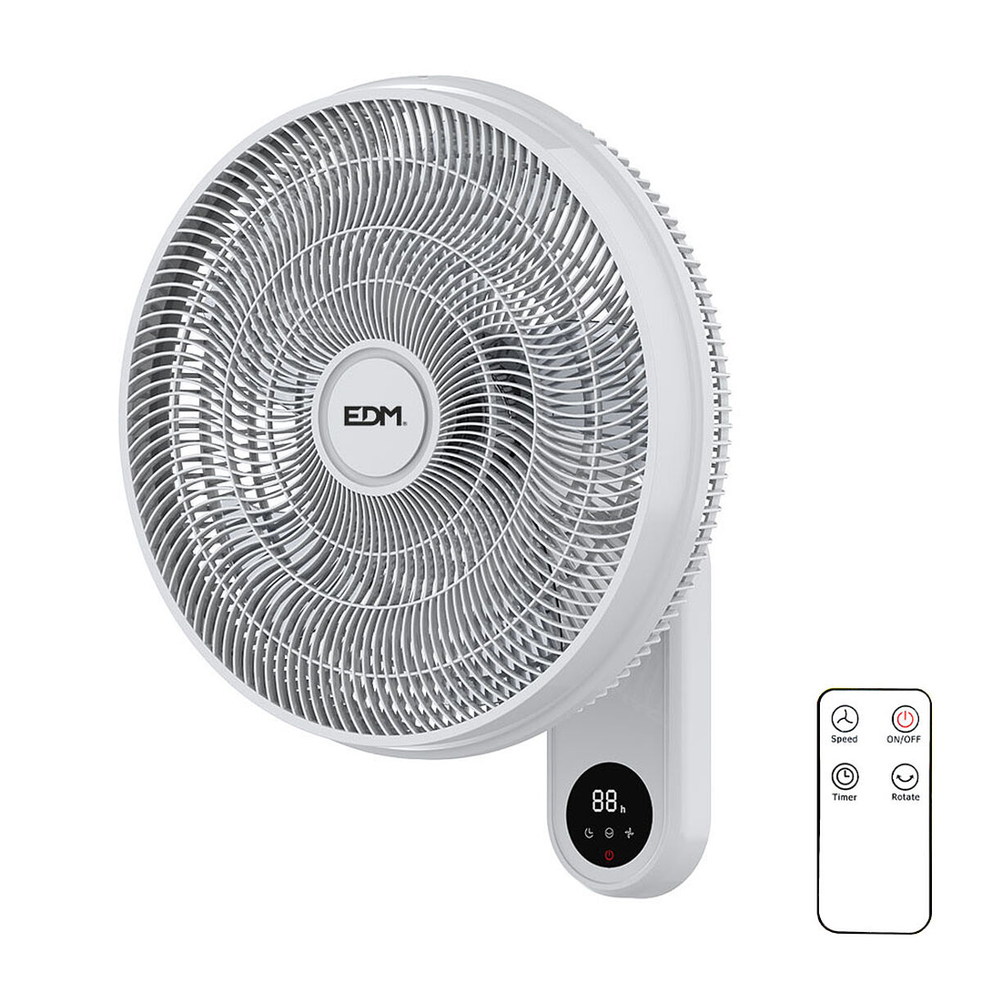 Ventilador de Pared EDM Blanco 50W Ø40 cm con Mando 1