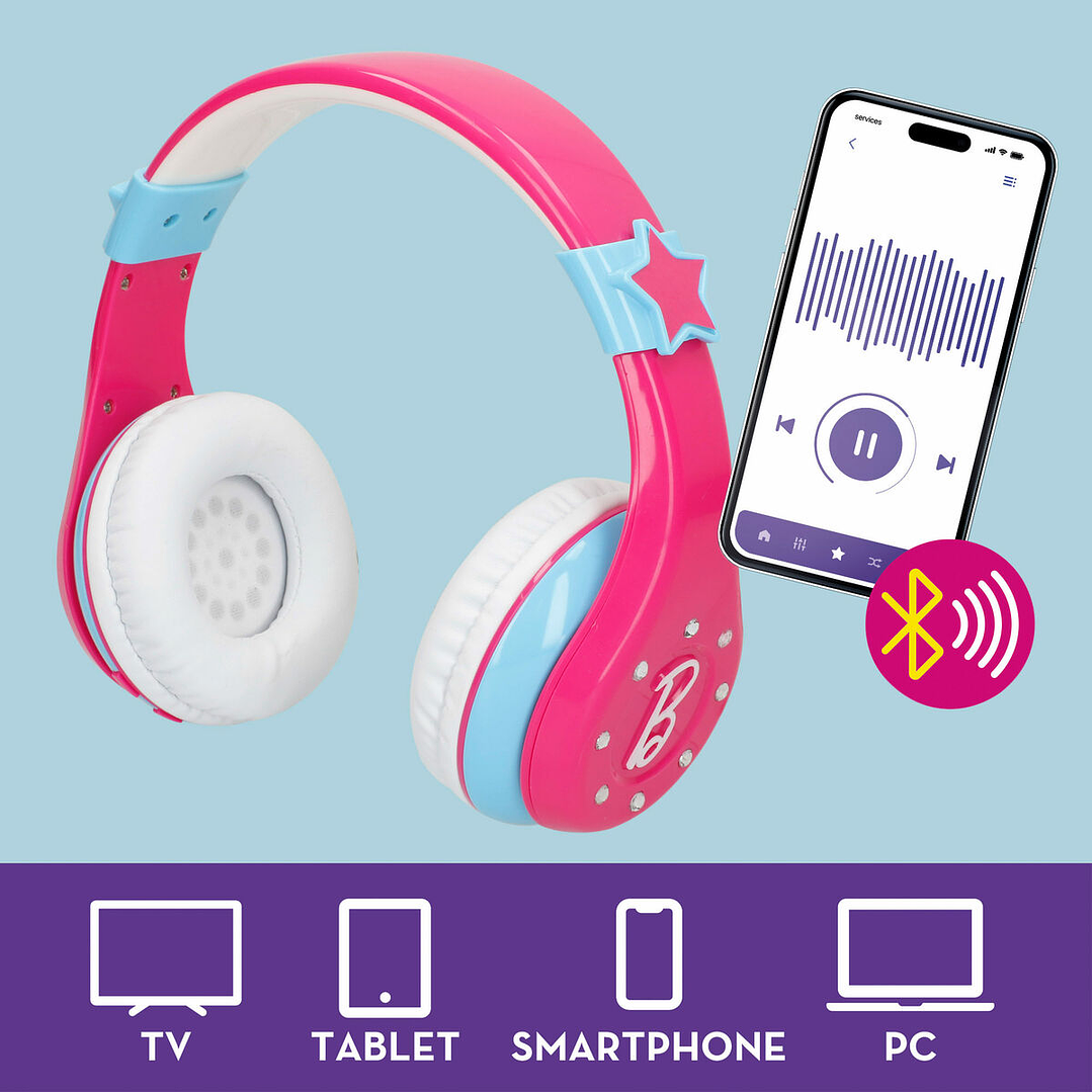 Auriculares Bluetooth Barbie Infantiles con Luz y Sonido 2