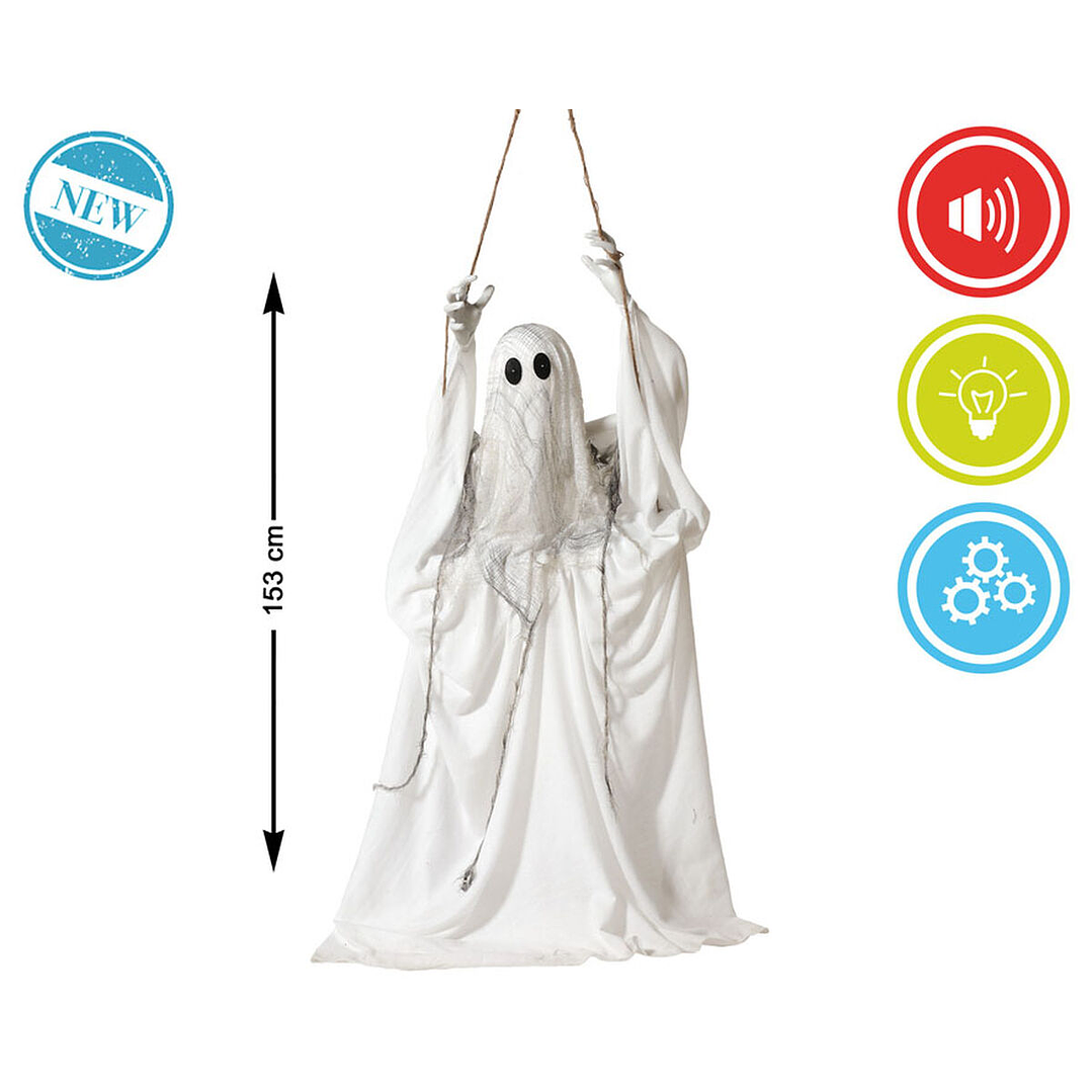 Fantasma Blanco 153 cm Decoración Halloween con Luz y Sonido 2