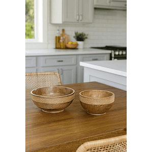 Centro de Mesa Home ESPRIT Madera de Mango Marrón 2 Unidades