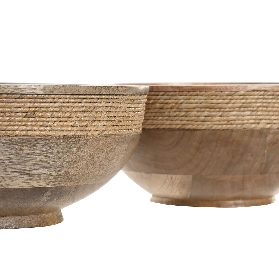 Centro de Mesa Home ESPRIT Madera de Mango Marrón 2 Unidades 3