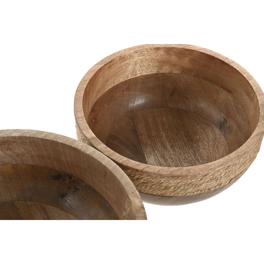 Centro de Mesa Home ESPRIT Madera de Mango Marrón 2 Unidades 4