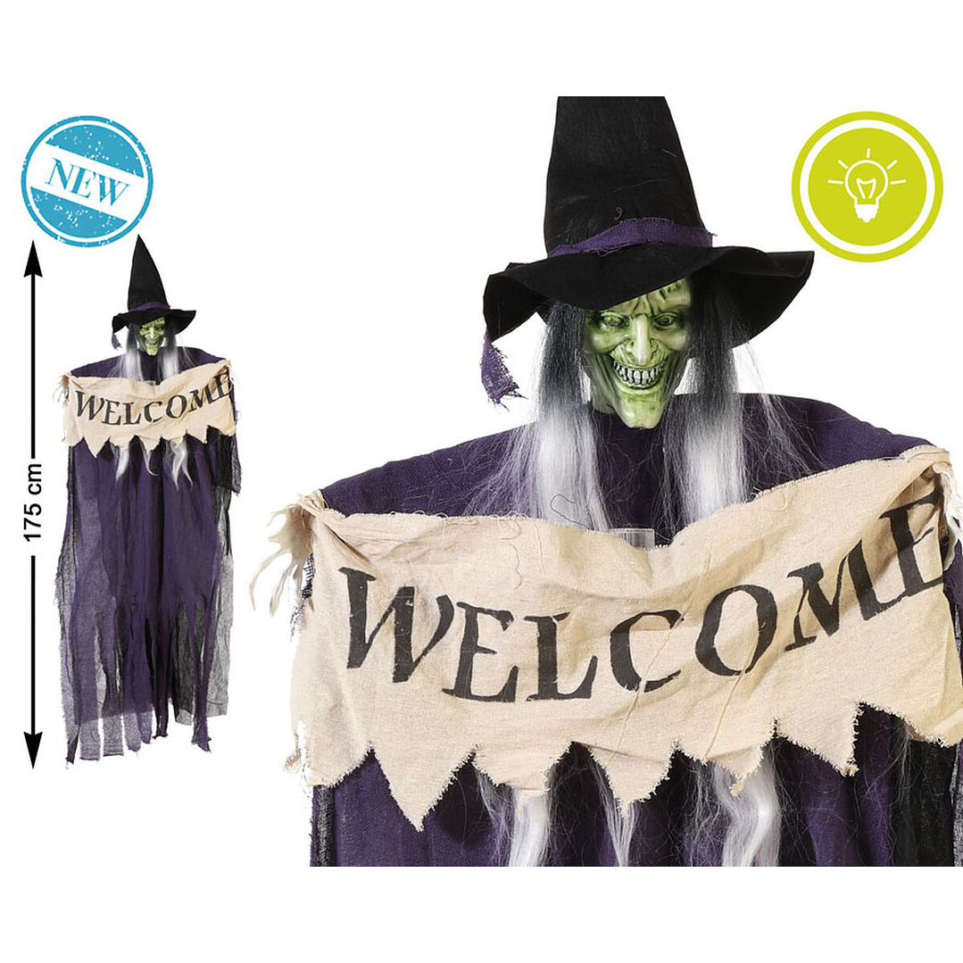 Bruja Welcome Decorativa Halloween 175 cm con Luz 2