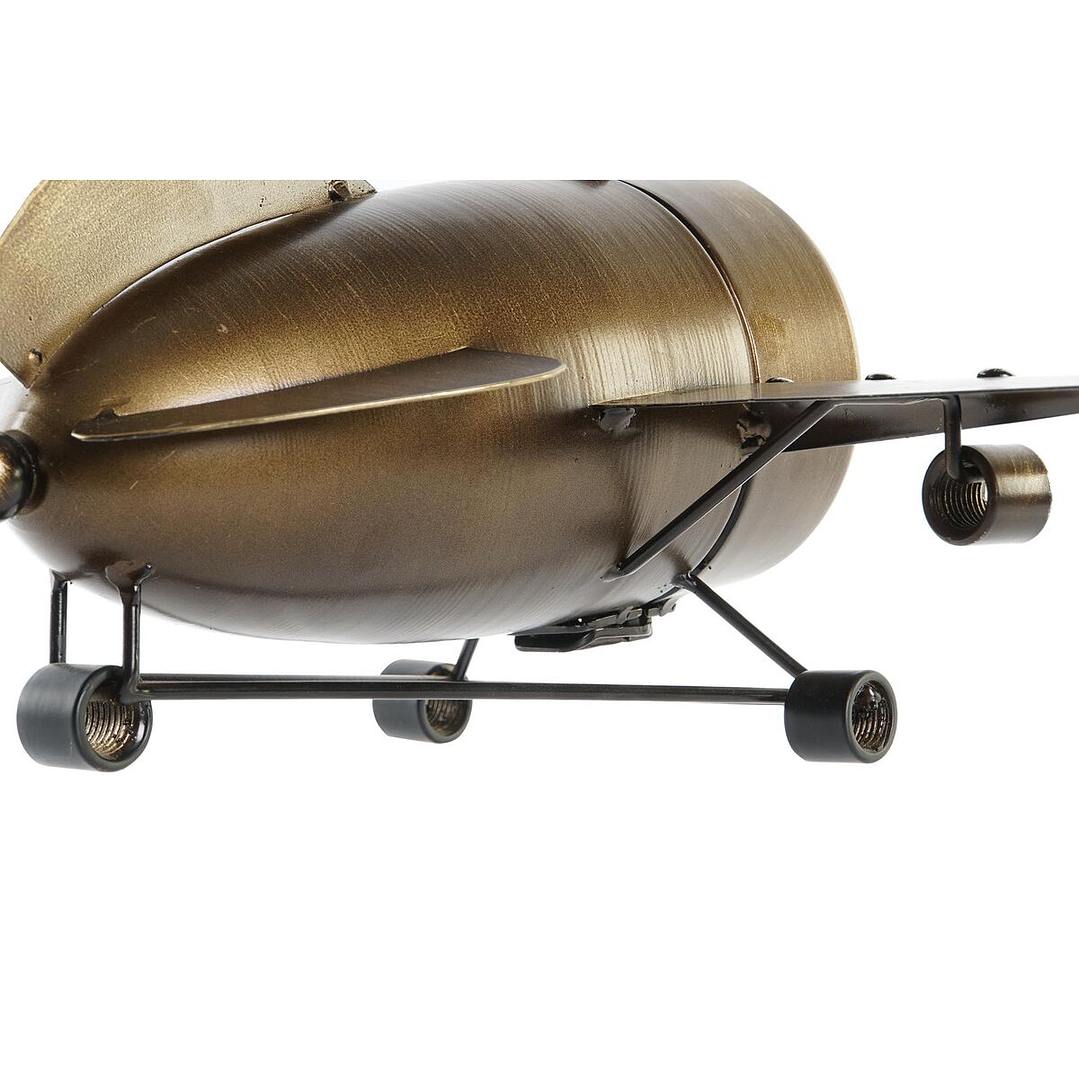 Reloj de Mesa DKD Home Decor Avión Dorado Plateado (2 Uds) 3