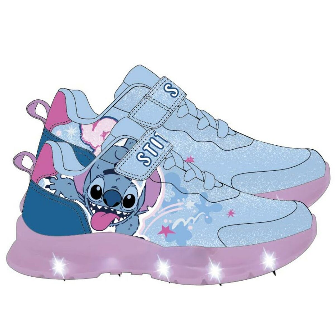 Zapatillas Deportivas Infantiles Stitch Azul Talla 28 – Con Luces LED y Máxima Comodidad 1