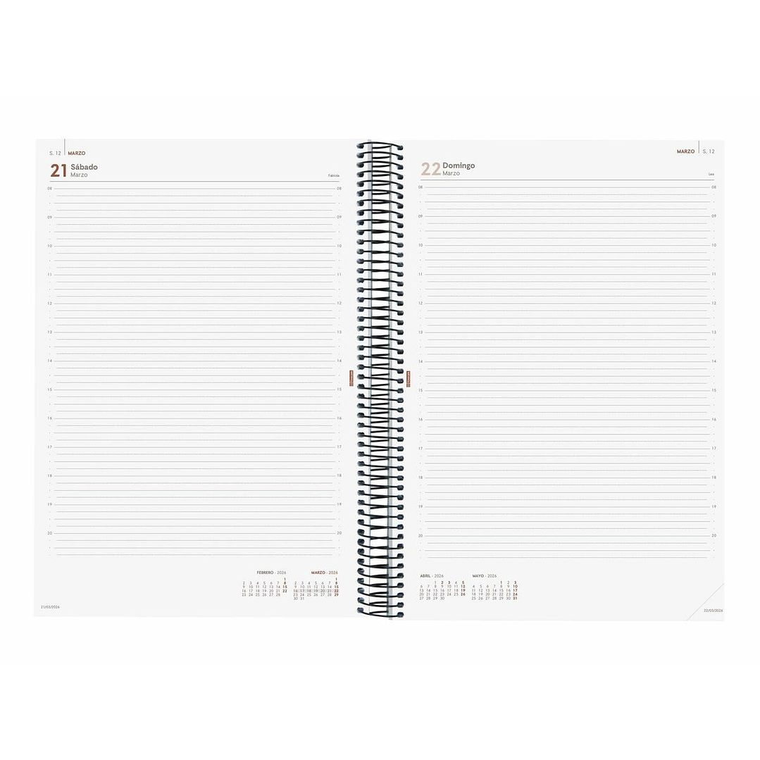 Agenda Finocam YEAR A4 Negro 2026 – Día Vista Espiral 2
